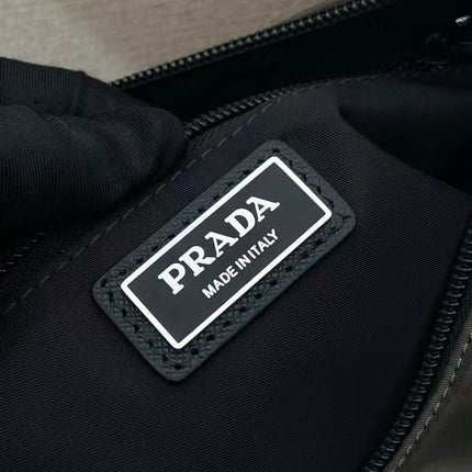 PRADA 26S SHOULDER BAG IN DARK OLIVE NYLON