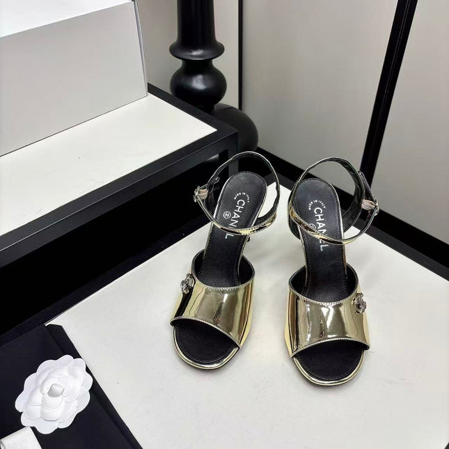 CHANEL 26S STRAPPY SANDALS IN GOLD METALLIC