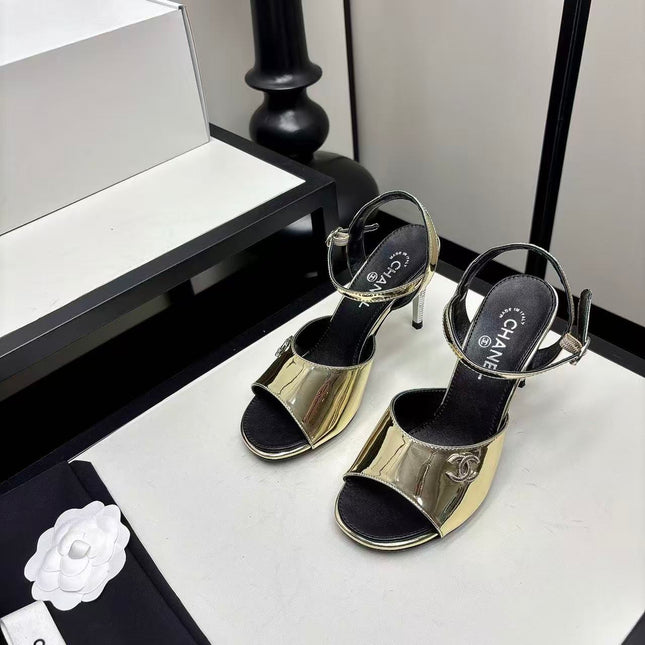 CHANEL 26S STRAPPY SANDALS IN GOLD METALLIC