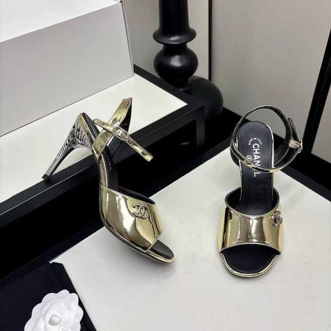 CHANEL 26S STRAPPY SANDALS IN GOLD METALLIC
