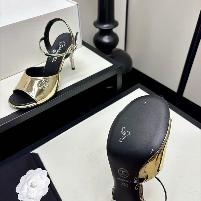 CHANEL 26S STRAPPY SANDALS IN GOLD METALLIC