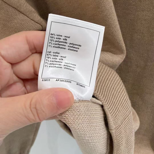 CHANEL 26S HALF-ZIP KNIT SWEATER IN BEIGE WOOL