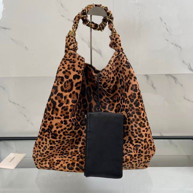 YSL 26S HOBO BAG IN PONY HAIR PRINTED LEOPARD