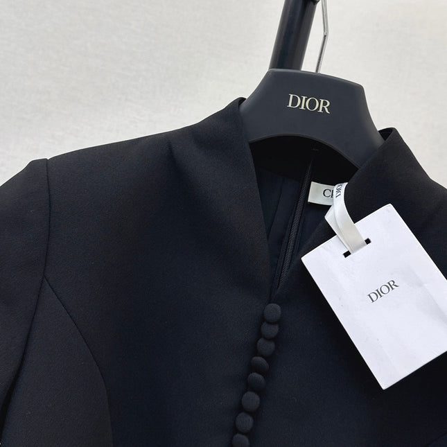 DIOR 26S BELTED SHIRT DRESS IN BLACK WOOL BLEND