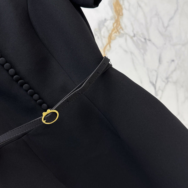 DIOR 26S BELTED SHIRT DRESS IN BLACK WOOL BLEND