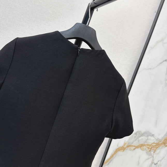 DIOR 26S BELTED SHIRT DRESS IN BLACK WOOL BLEND