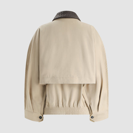 BOTTEGA VENETA 26S COLLAR JACKET IN BEIGE LEATHER