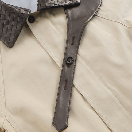 BOTTEGA VENETA 26S COLLAR JACKET IN BEIGE LEATHER