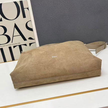 DIOR 26S HOBO BAG 40 IN DARK BEIGE SUEDE