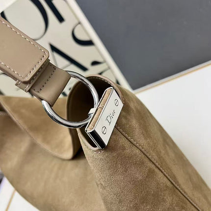 DIOR 26S HOBO BAG 40 IN DARK BEIGE SUEDE