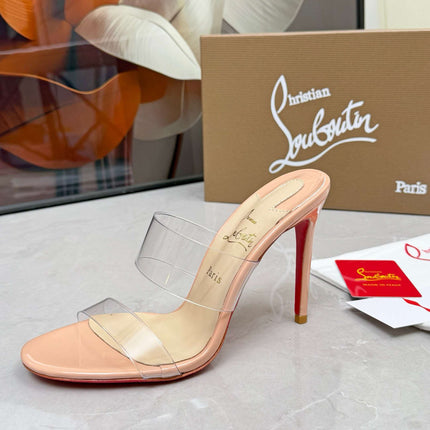 CHRISTIAN LOUBOUTIN 26S SLINGBACK MULES IN NUDE PATENT