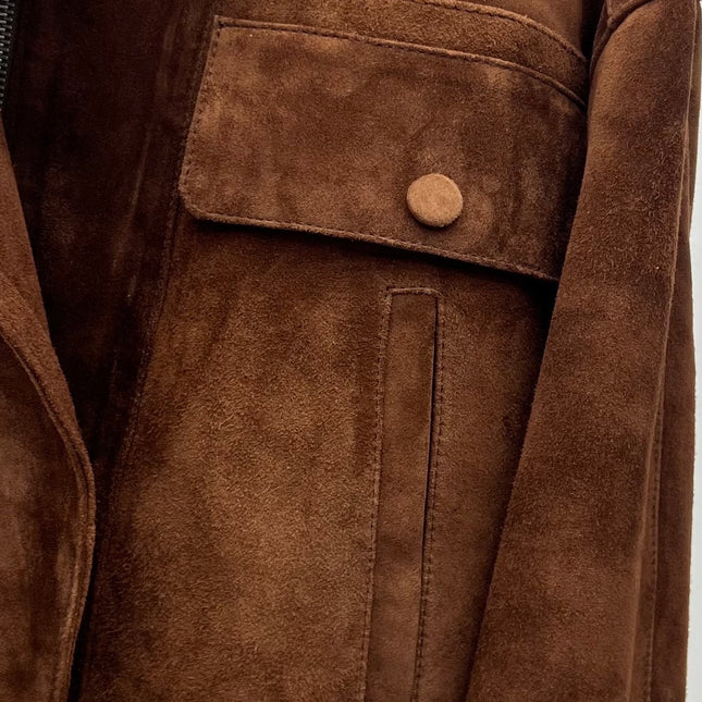 YSL 26S SUEDE MULTI-POCKET JACKET IN BROWN SUEDE