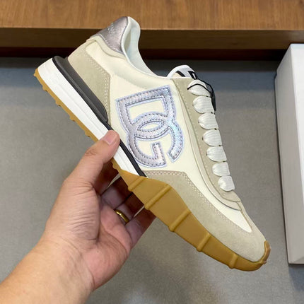 DG 26S LOW-TOP SNEAKERS IN CREAM CALFSKIN & BEIGE SUEDE