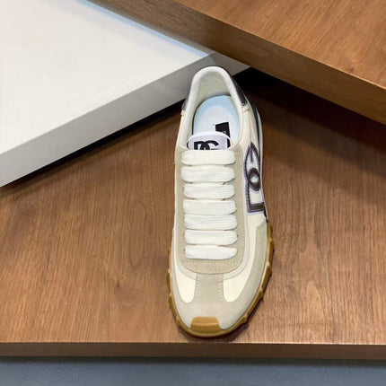 DG 26S LOW-TOP SNEAKERS IN CREAM CALFSKIN & BEIGE SUEDE