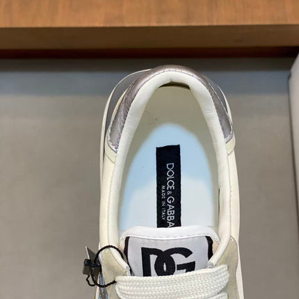 DG 26S LOW-TOP SNEAKERS IN CREAM CALFSKIN & BEIGE SUEDE