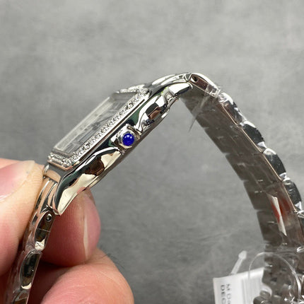 CARTIER WATCH IN SILVER TONE WITH DIAMOND-SET BEZEL & METAL BRACELET
