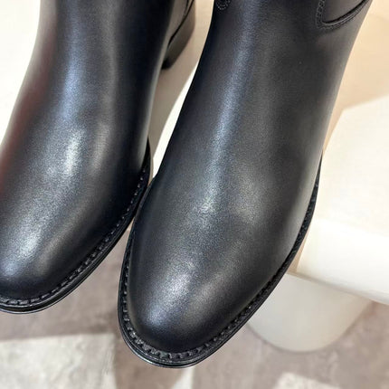 HERMES 26S HIGH BOOTS IN BLACK CALFSKIN SILVER HARDWARE