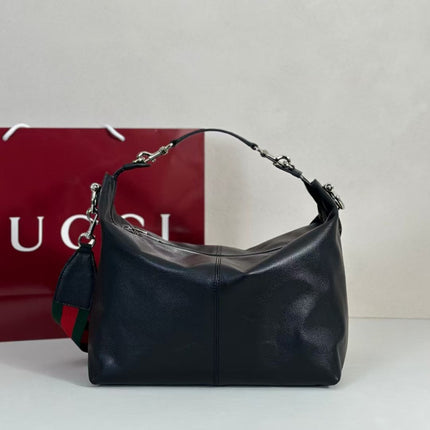 GUCCI 26S HOBO BAG IN BLACK CALFSKIN 81026