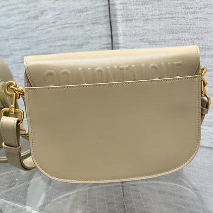 DIOR 26S MEDIUM SADDLE IN BEIGE CALFSKIN WITH GOLD-TONE HARDWARE