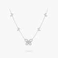 MULTI BUTTERFLY SILHOUETTE SILVER DIAMOND NECKLACE
