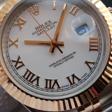 DATEJUST II GOLD STEEL WHITE DIAL ARABIC NUMERALS