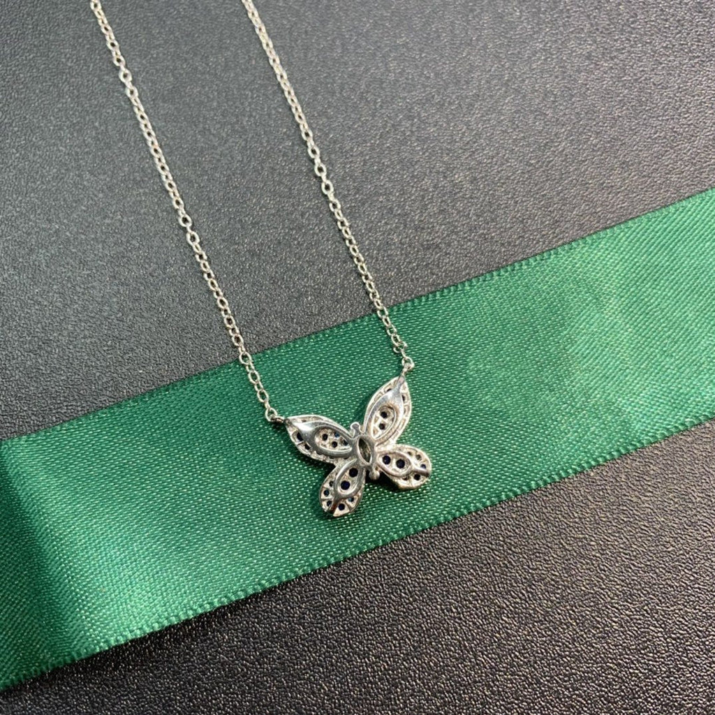 BUTTERFLY BLUE DIAMOND PAVED NECKLACE