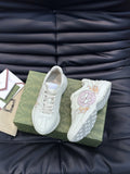 GG RHYTON LEATHER SNEAKERS WITH PINK LOGO