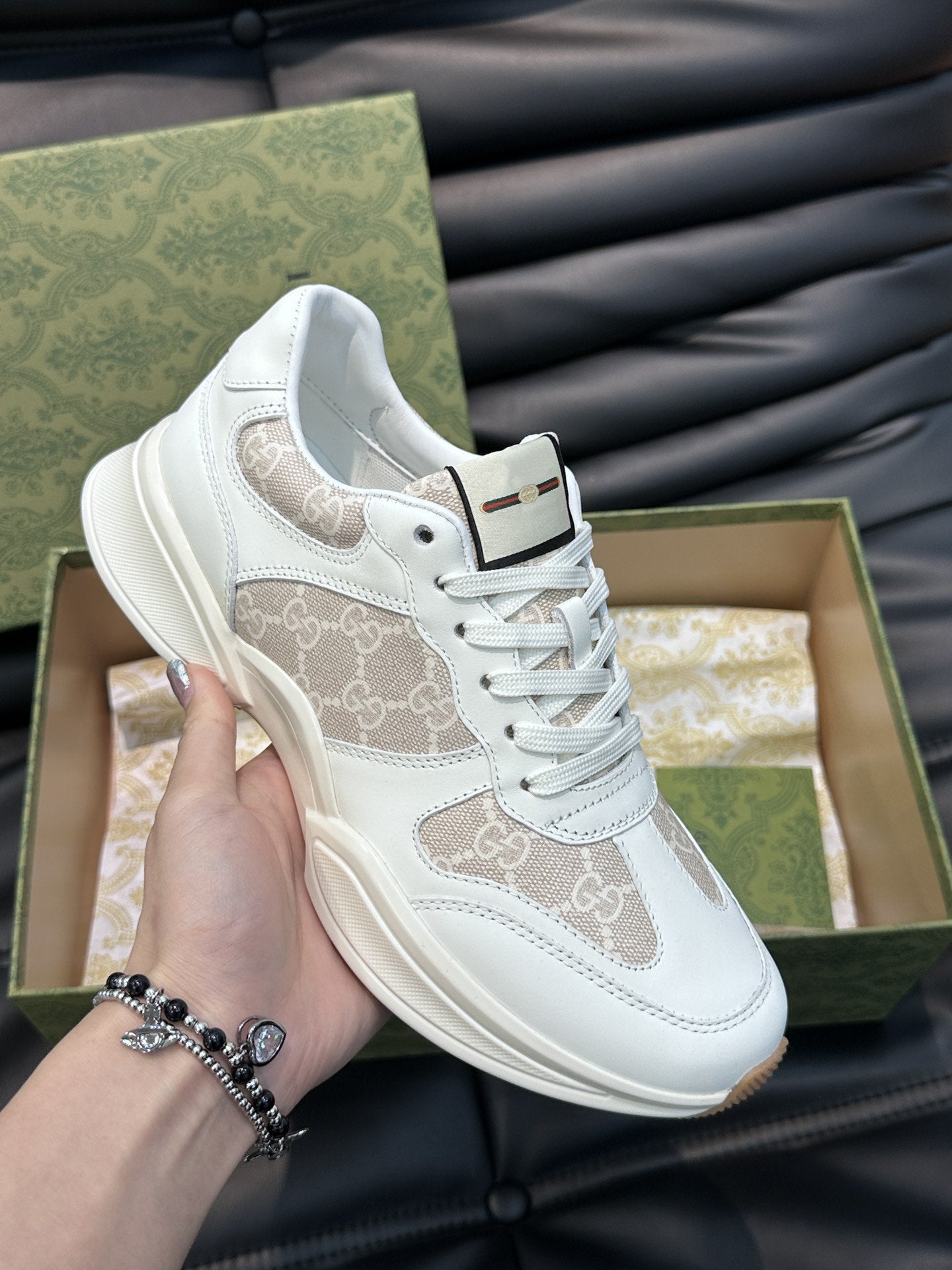 GG RETRO RHYTON SNEAKERS SHOES PINK WHITE