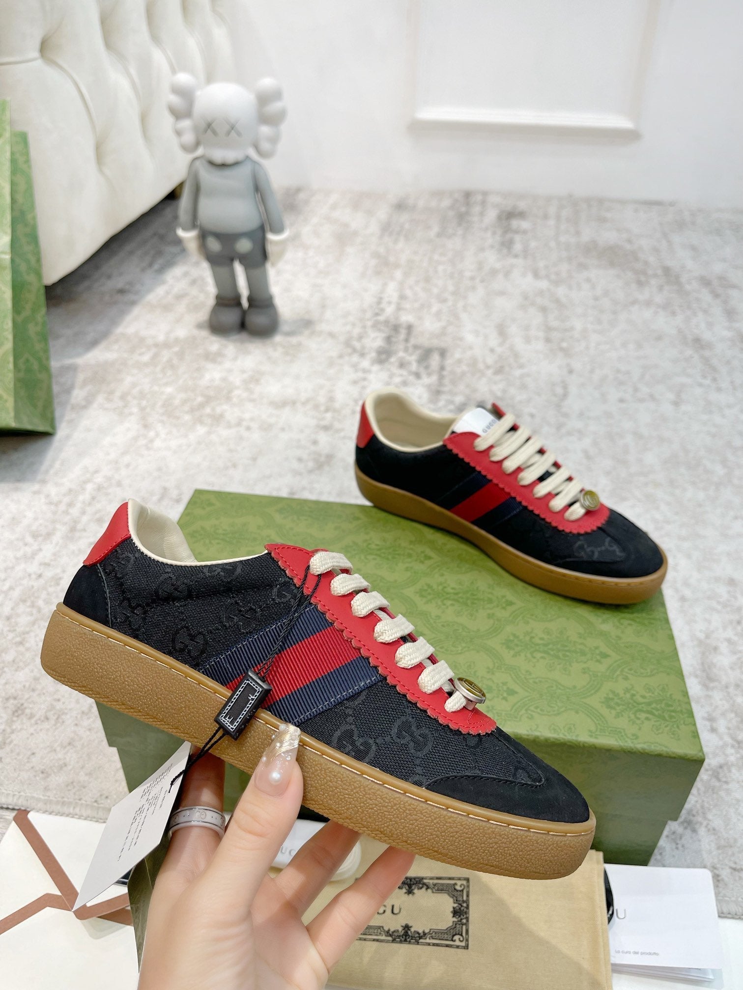 GG SNEAKERS ARDESIA BLACK RED LEATHER