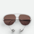 BOTTEGA VENETA SUNGLASSES IN BROWN ACETATE AND METAL