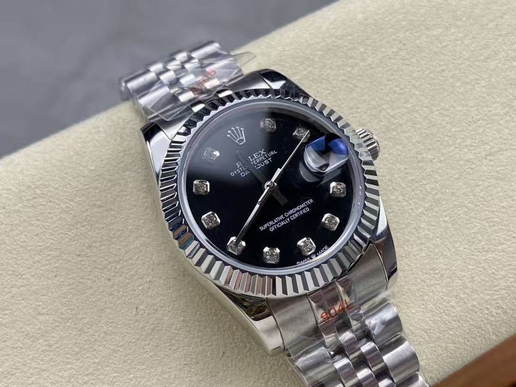 DATEJUST 31MM DIAMOND BEZEL STAINLESS STEEL IN BLACK
