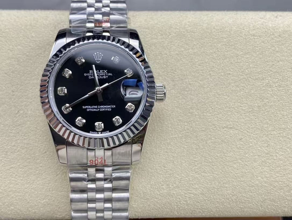 DATEJUST 31MM DIAMOND BEZEL STAINLESS STEEL IN BLACK