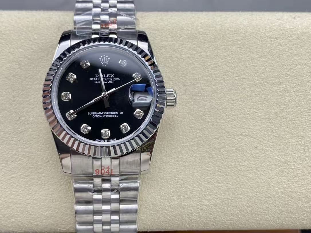 DATEJUST 31MM DIAMOND BEZEL STAINLESS STEEL IN BLACK