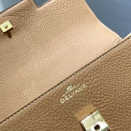 DELVAUX TOP HANDLE BAG 27 IN BROWN CALFSKIN TP3