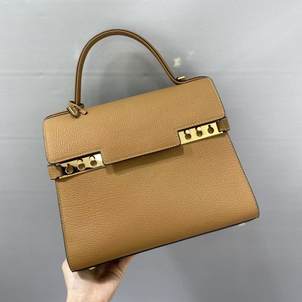 DELVAUX TOP HANDLE BAG 27 IN BROWN CALFSKIN TP3