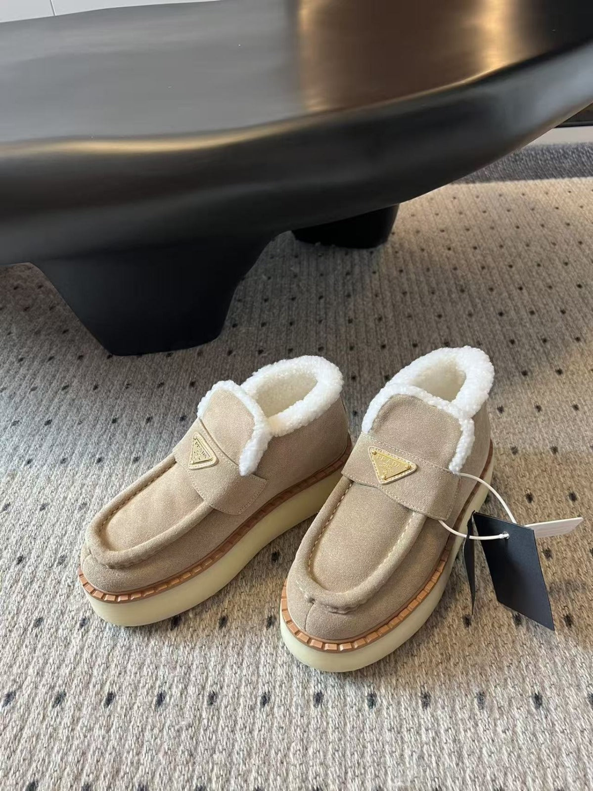PRADA LOAFERS IN TAN BROWN SUEDE