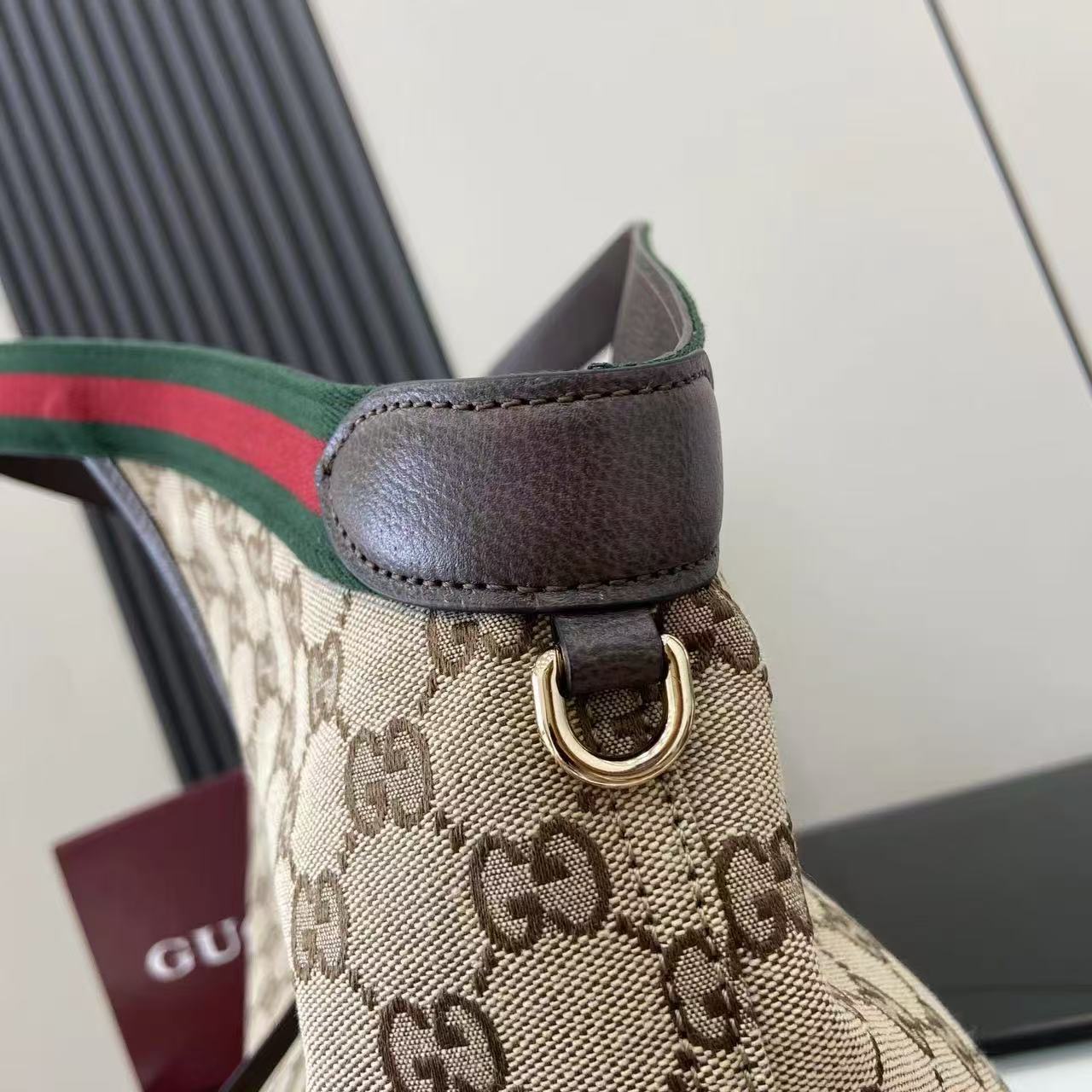 GUCCI GIGLIO TOTE BAG 60 IN BEIGE AND GREEN CANVAS