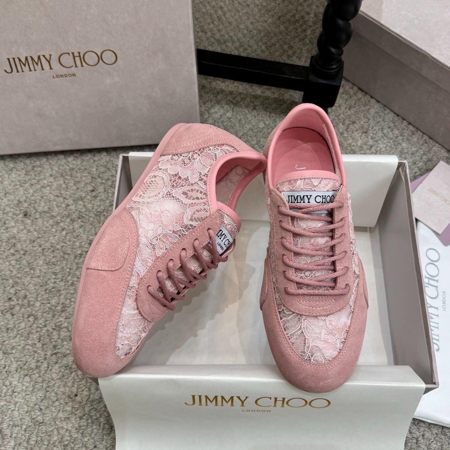 JIMMY CHOO SNEAKERS IN PINK MESH AND SUEDE