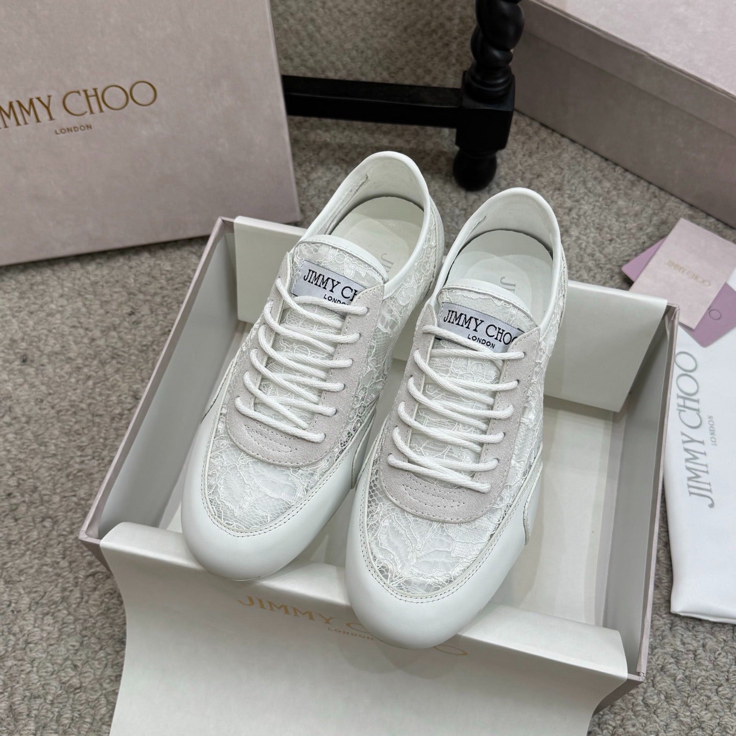 JIMMY CHOO SNEAKERS IN WHITE MESH AND SUEDE