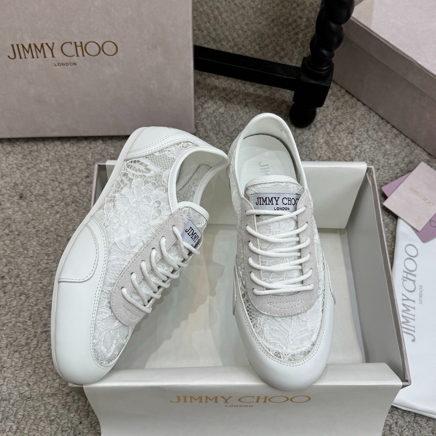 JIMMY CHOO SNEAKERS IN WHITE MESH AND SUEDE