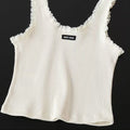 MIU MIU LACE-TRIM TANK TOP IN WHITE