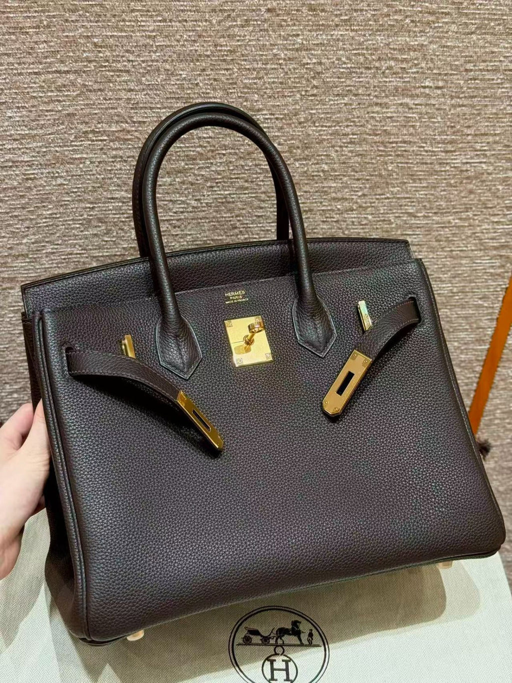 HM BIRKIN 25CM IN CHOCOLATE BROWN TOGO LEATHER GOLD HARDWARE