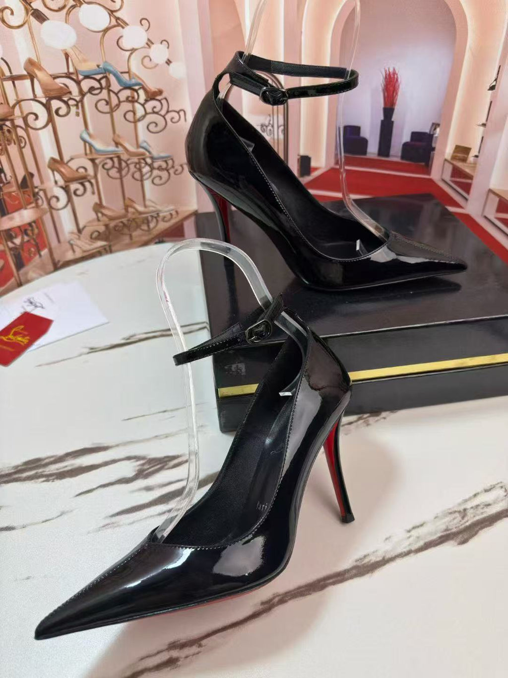 CHRISTIAN LOUBOUTIN EROZEE PUMPS IN BLACK PATENT CALFSKIN