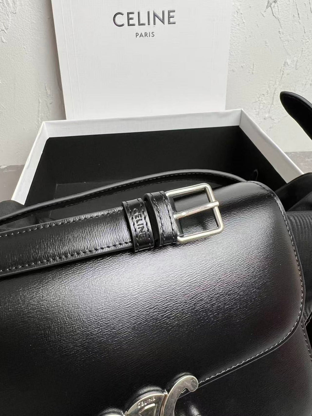 MINI CLAUDE 22 SHINY CALFSKIN BLACK SILVER HARDWARE