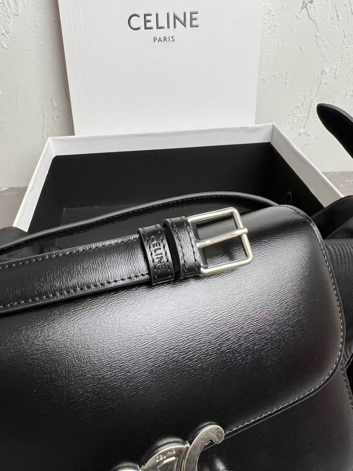 MINI CLAUDE 22 SHINY CALFSKIN BLACK SILVER HARDWARE