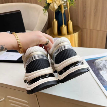 CHANEL RUNNER SNEAKERS IN GOLD LAMINATE COLORWAY MESH