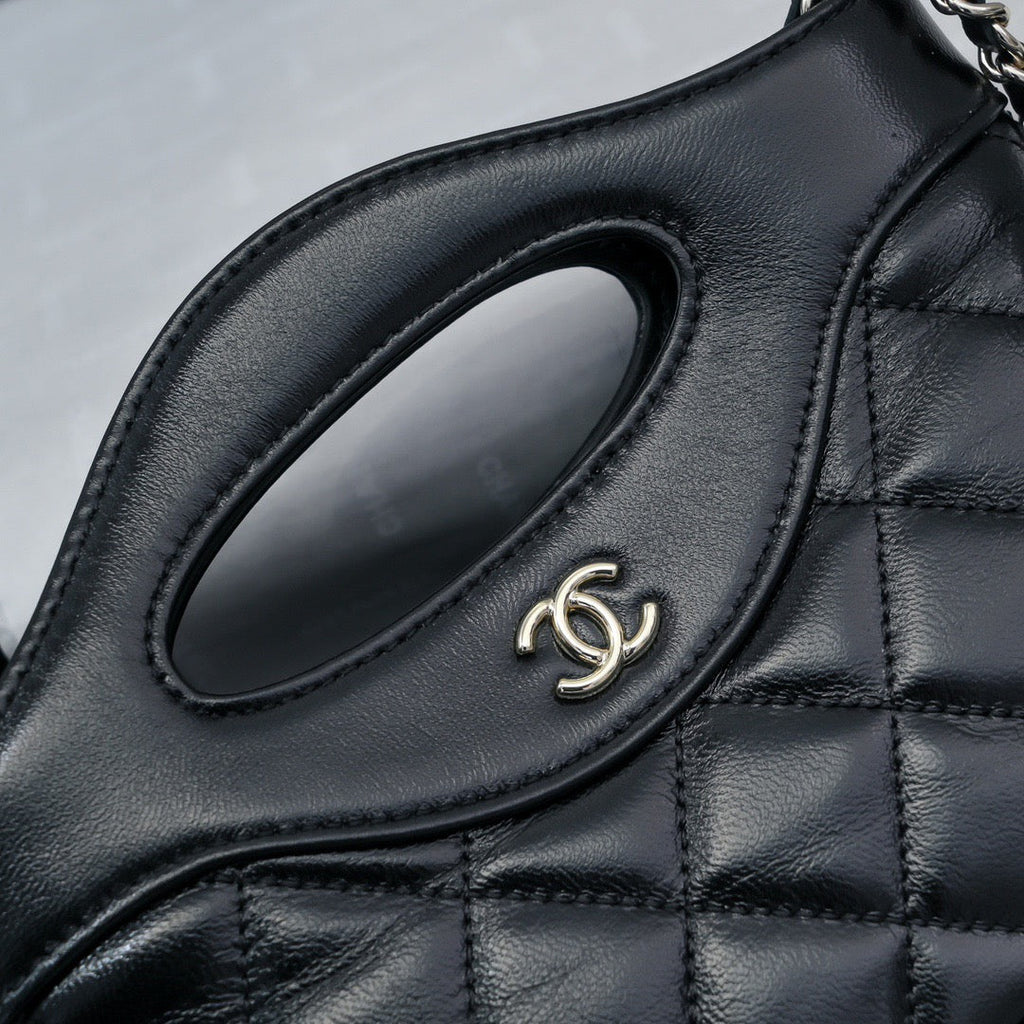 CHANEL MINI SHOPPING BAG 20 CM IN BLACK CALFSKIN GOLD HARDWARE