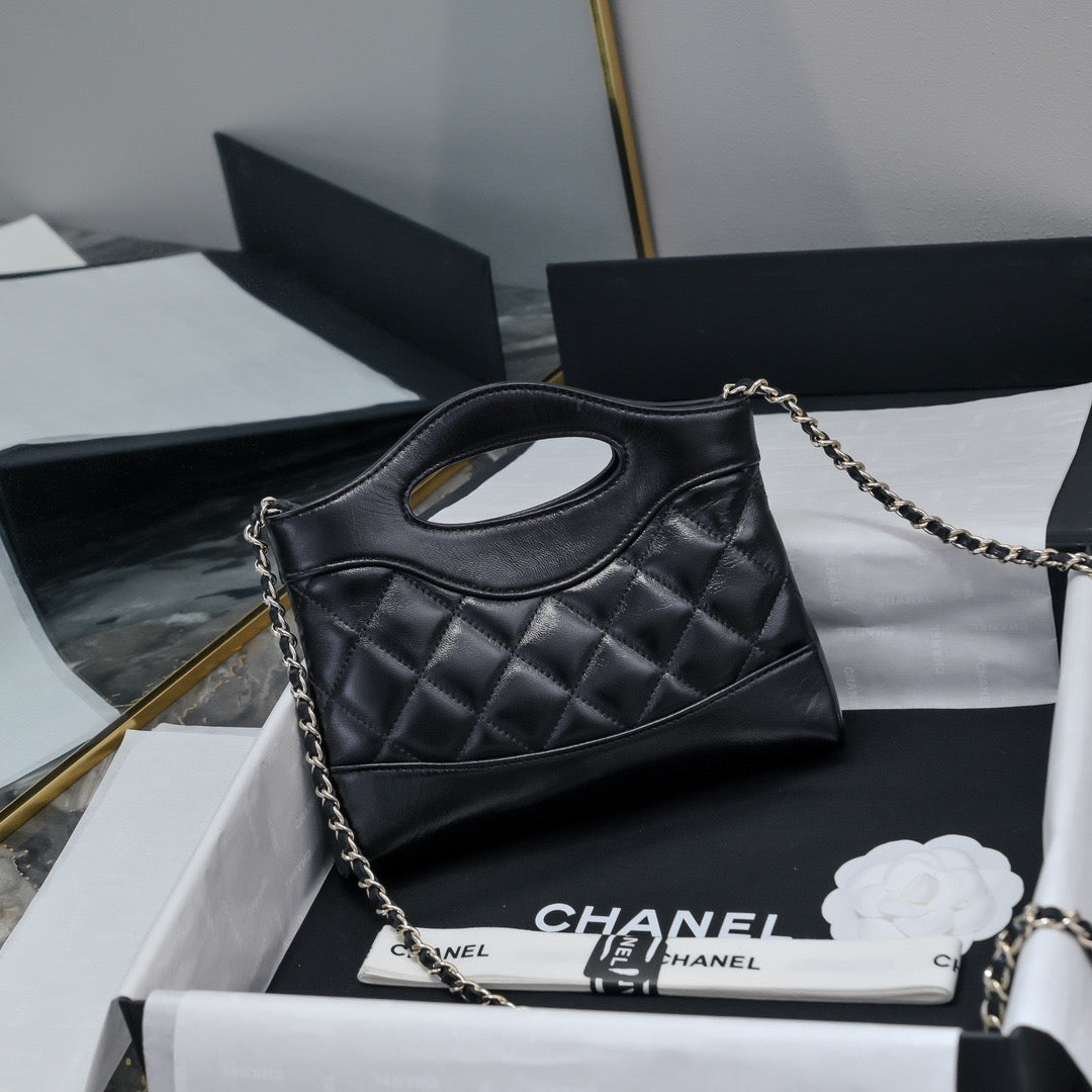 CHANEL MINI SHOPPING BAG 20 CM IN BLACK CALFSKIN GOLD HARDWARE