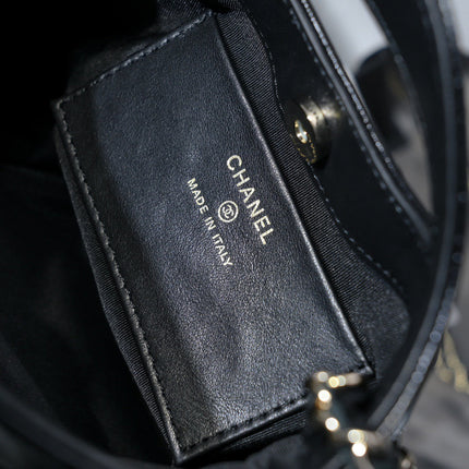 CHANEL MINI SHOPPING BAG 20 CM IN BLACK CALFSKIN GOLD HARDWARE