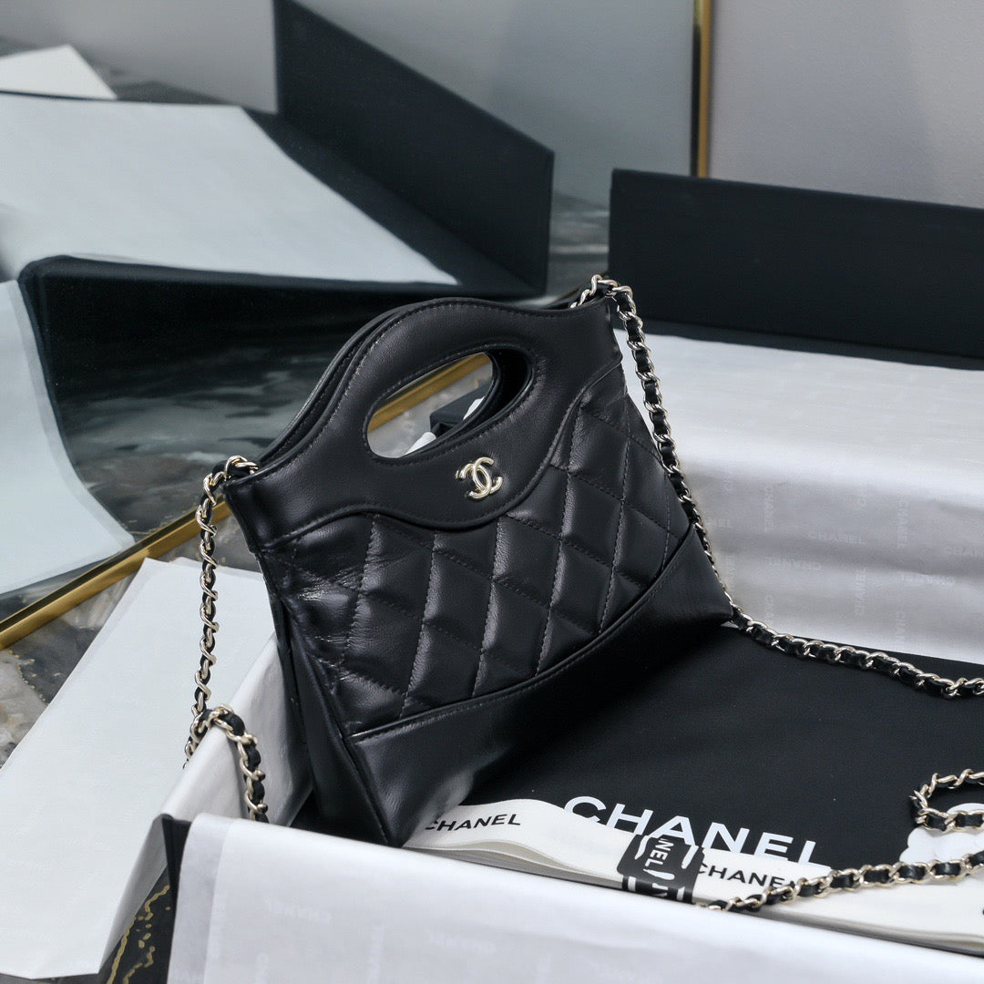 CHANEL MINI SHOPPING BAG 20 CM IN BLACK CALFSKIN GOLD HARDWARE
